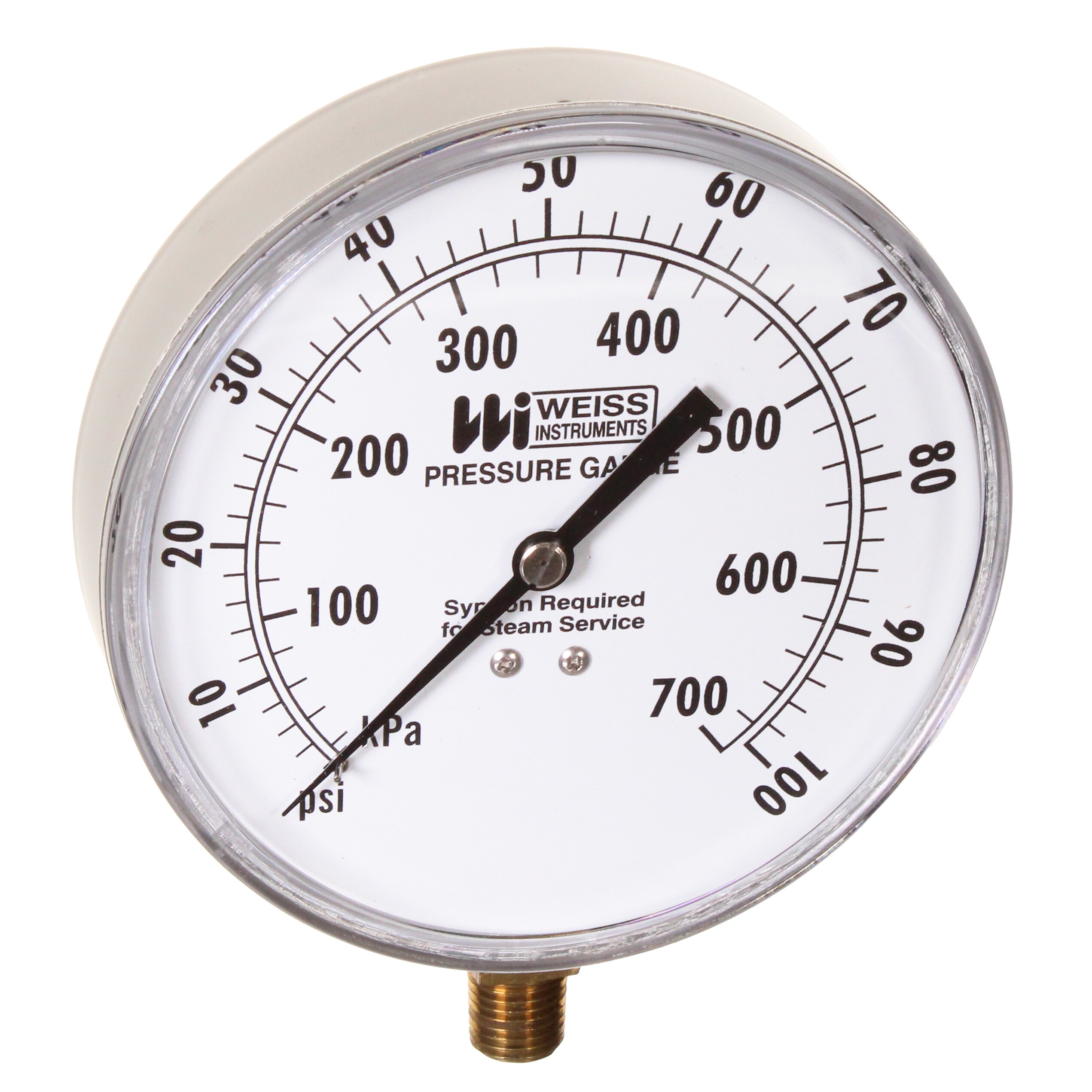 Dual Scale Pressure Gages, ± 2% Accuracy, Brass, 140°F, Bottom/Back Conn.