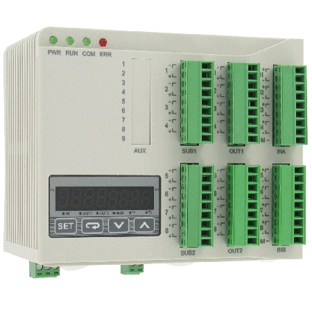 8-Circuit DIN Rail Temp Controller, PID, 4 TC/3 RTD Inputs, Expandable