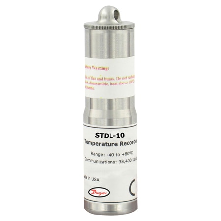 Waterproof Temp Data Logger -40 to 176 °F, 32K+ Records, Alerts, Software
