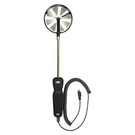 100 mm vane thermo-anemometer air velocity, temperature and humidity probe with coiled cable.